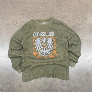 Green Quiksilver long sleeve shirt with a relaxed fit